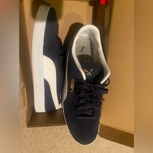 Puma Blue and White Suede Sneakers
